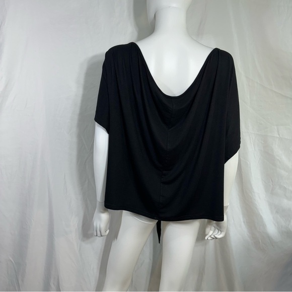 SHEIN Curve Black Wide Neck Tie Front Loose Fit Top - Picture 2 of 6